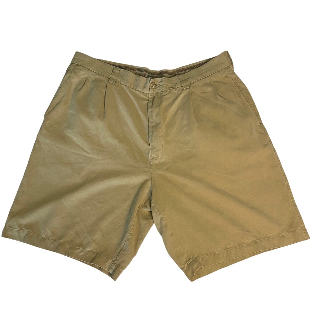 Tommy Bahama Silk Shorts Pleated Khaki Casual Golf Size 36